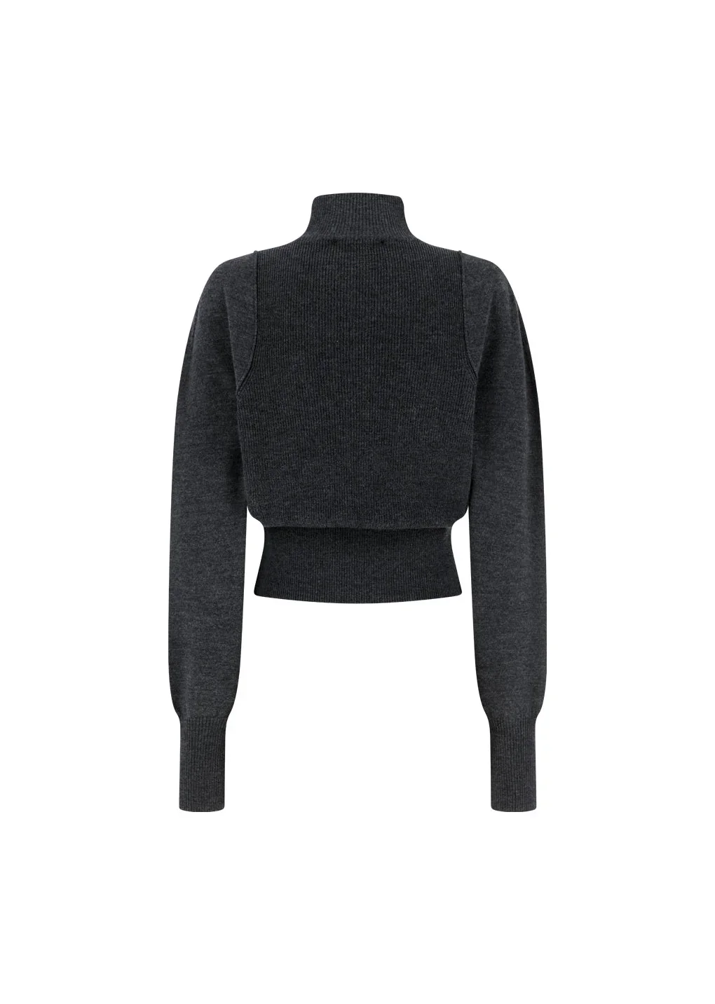 Blocking Button Up Cardigan, Charcoal - Image 5