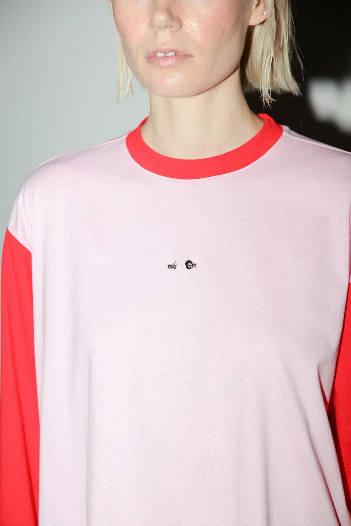 Contrast Long Sleeve Box Tee, Pink & Red - Image 4