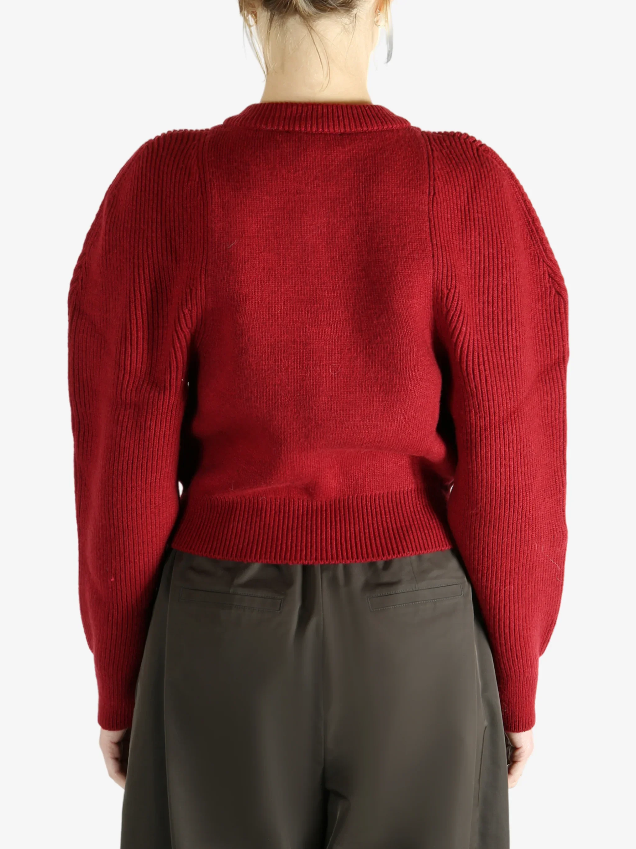 Cut Out Rounded Cardigan, Red - Image 4