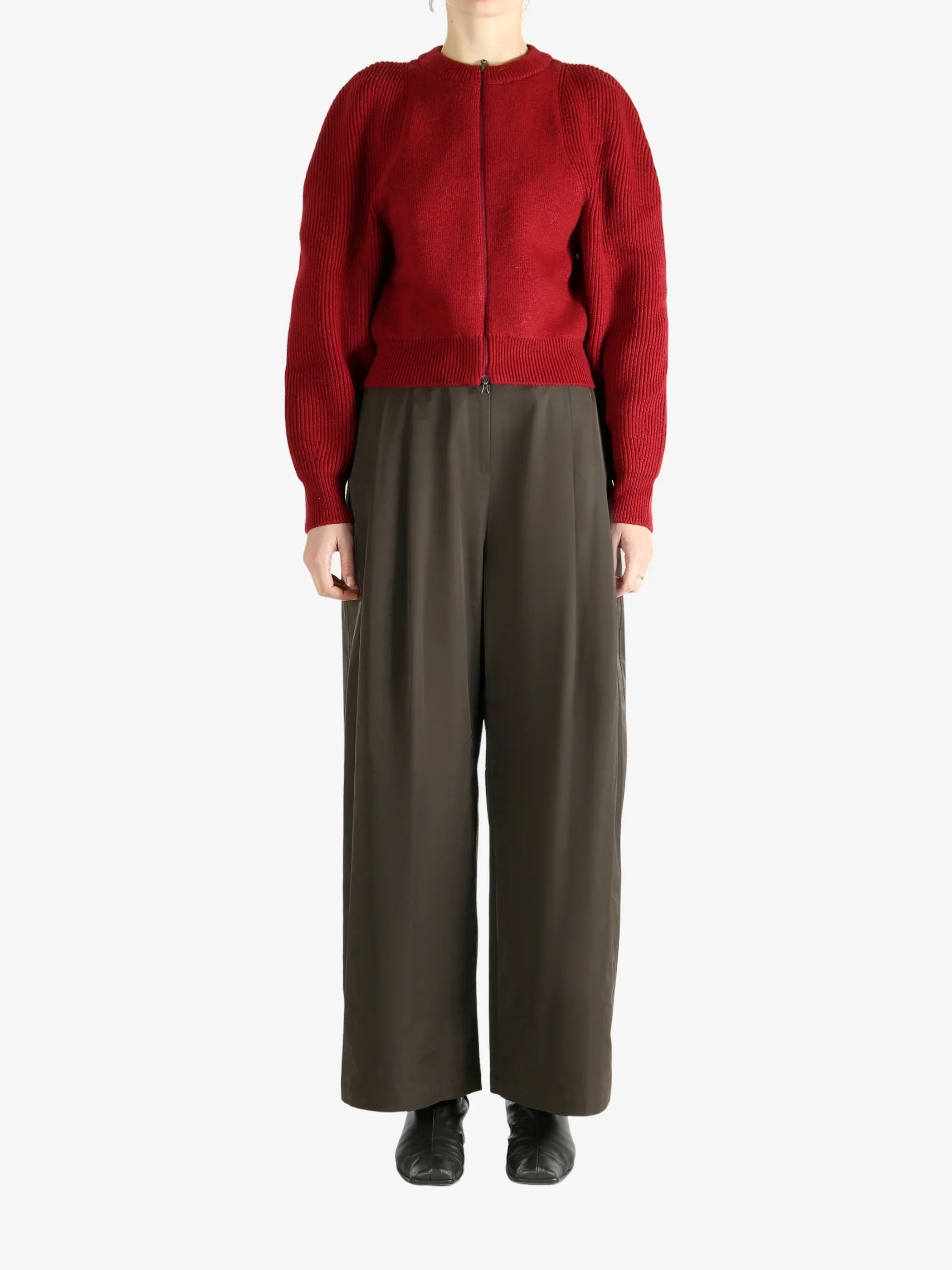 Cut Out Rounded Cardigan, Red - Image 5