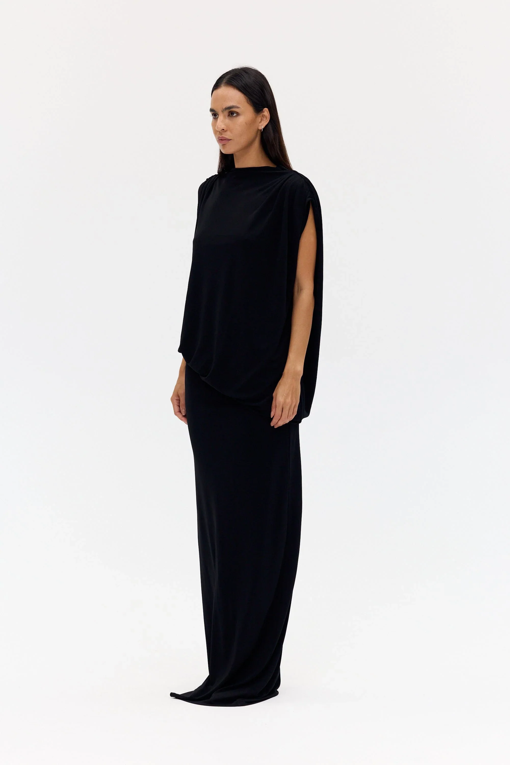 Fall Away Floor Length Dress, Onyx - Image 7