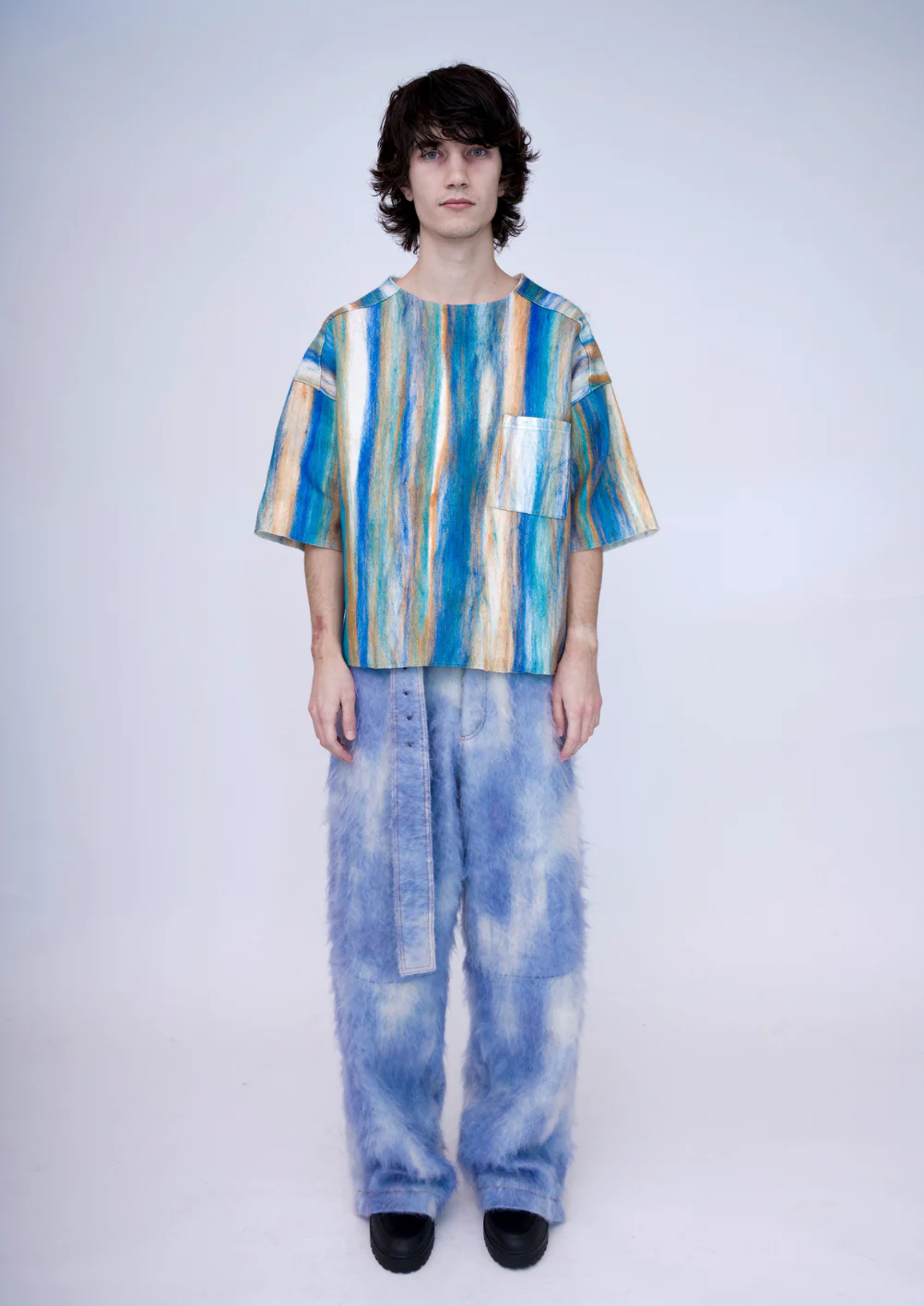 Felt Oversized Shirt, Afternoon Sky - Image 3