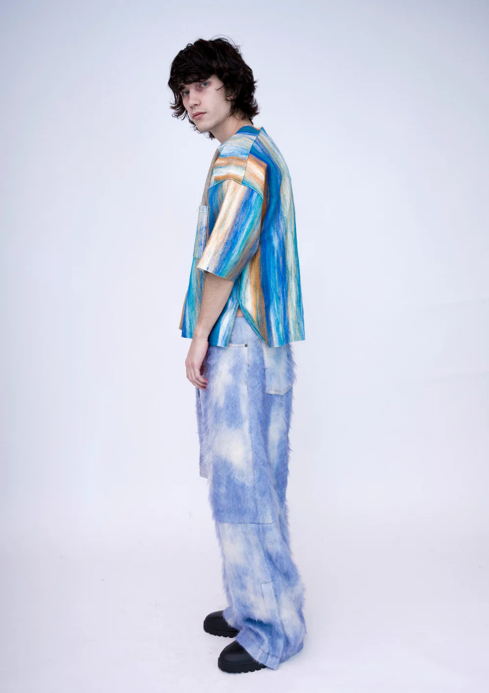 Felt Oversized Shirt, Afternoon Sky - Image 4