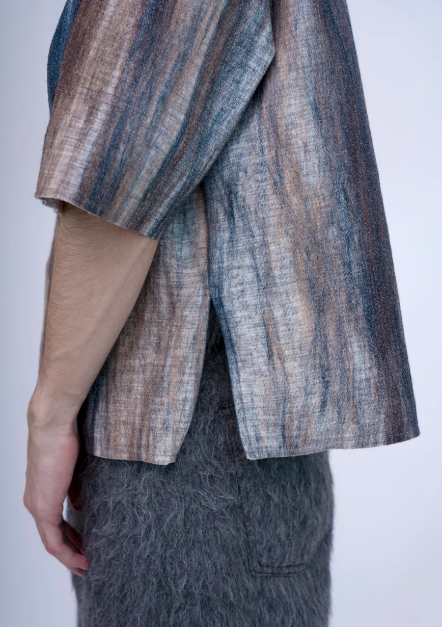 Felt Oversized Shirt, Morning Sky - Image 6