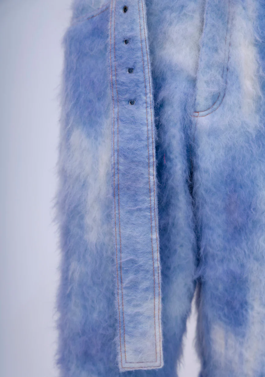 Hand-Painted Fluffy Denim Deconstructed Baggy Trousers - Image 5