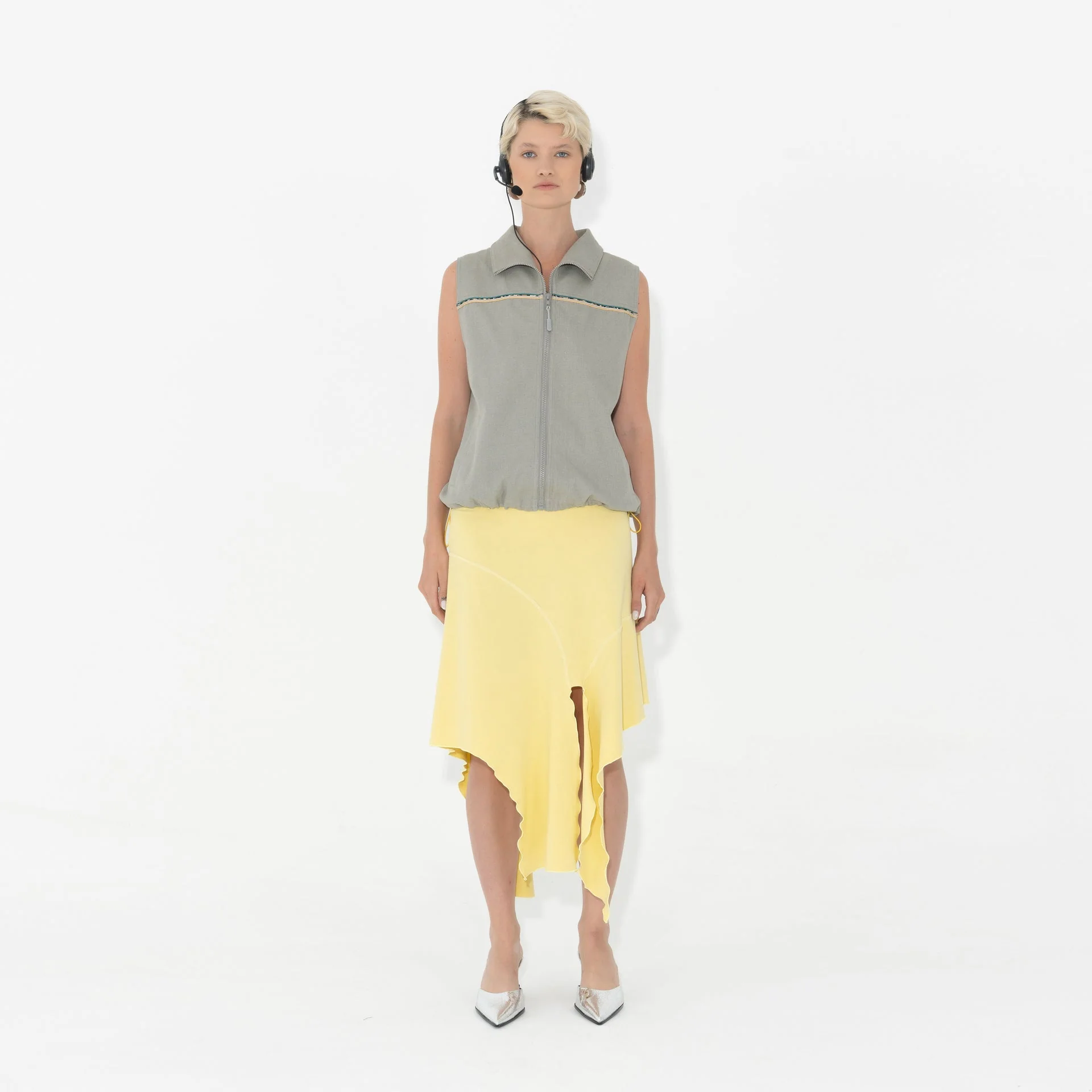 Jersey Drape Skirt, Citron - Image 3