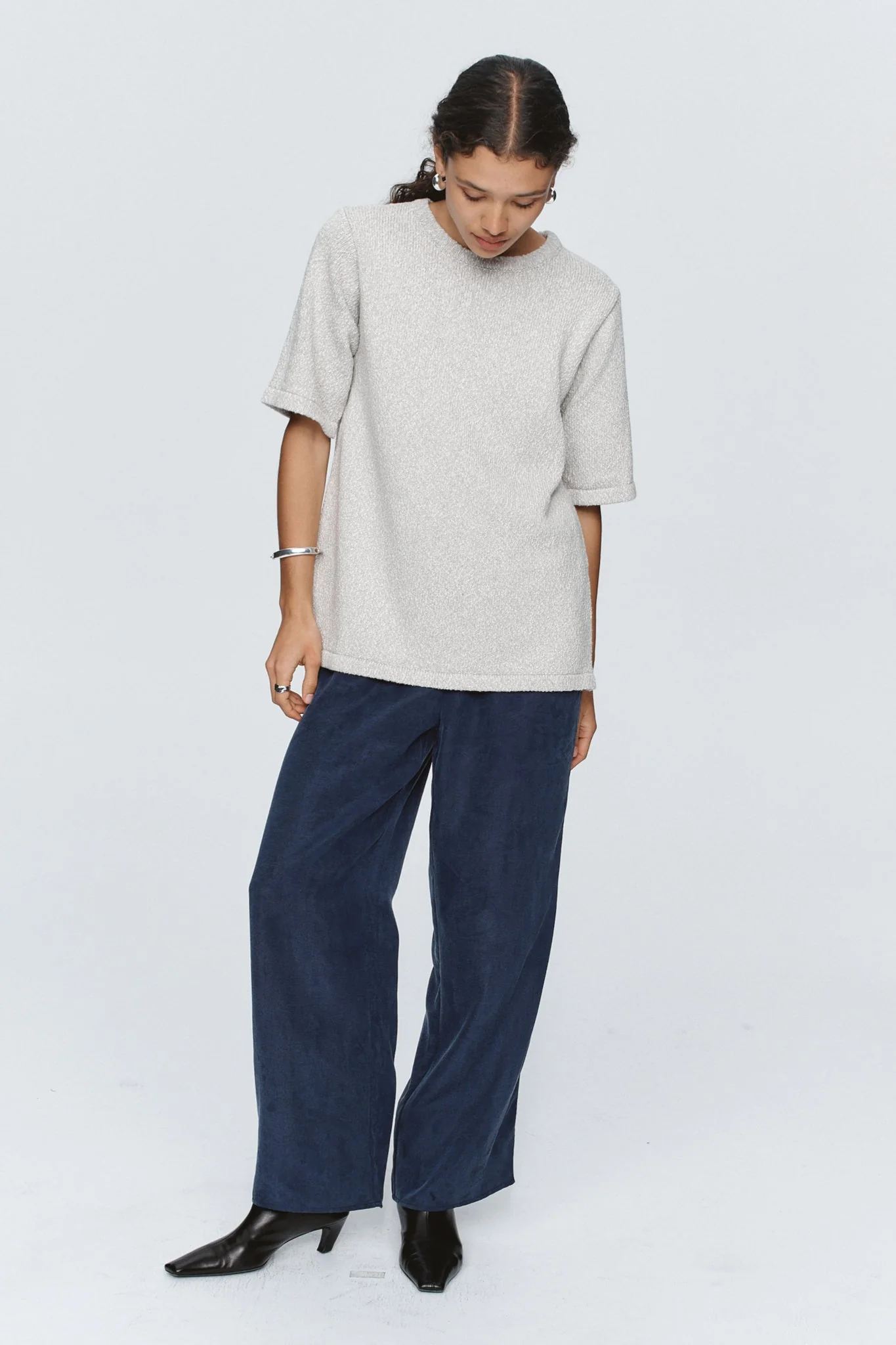 Kenna Knit Tee, Grey Marle - Image 5