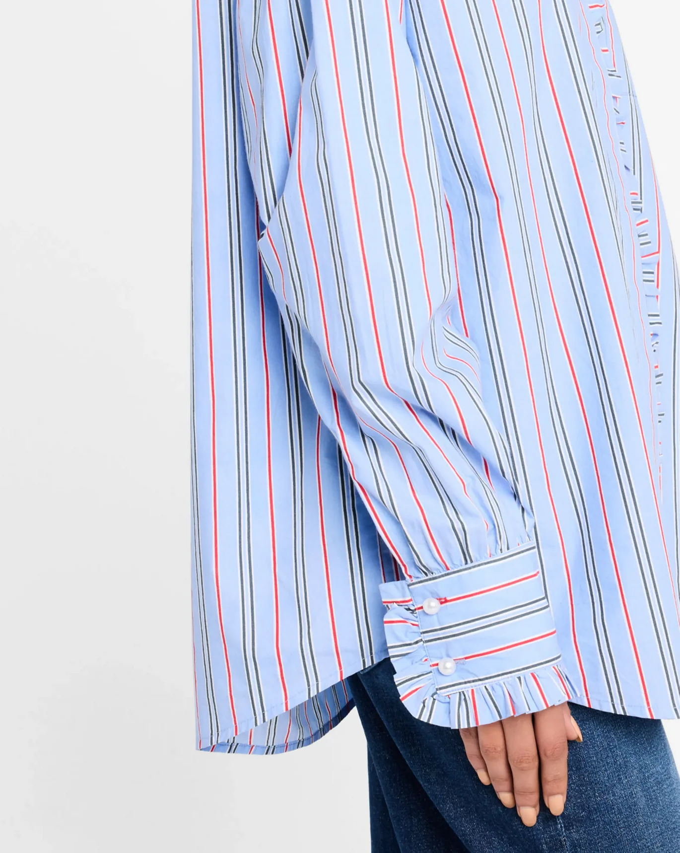 Kylie Shirt, Bold Blue Stripe - Image 3