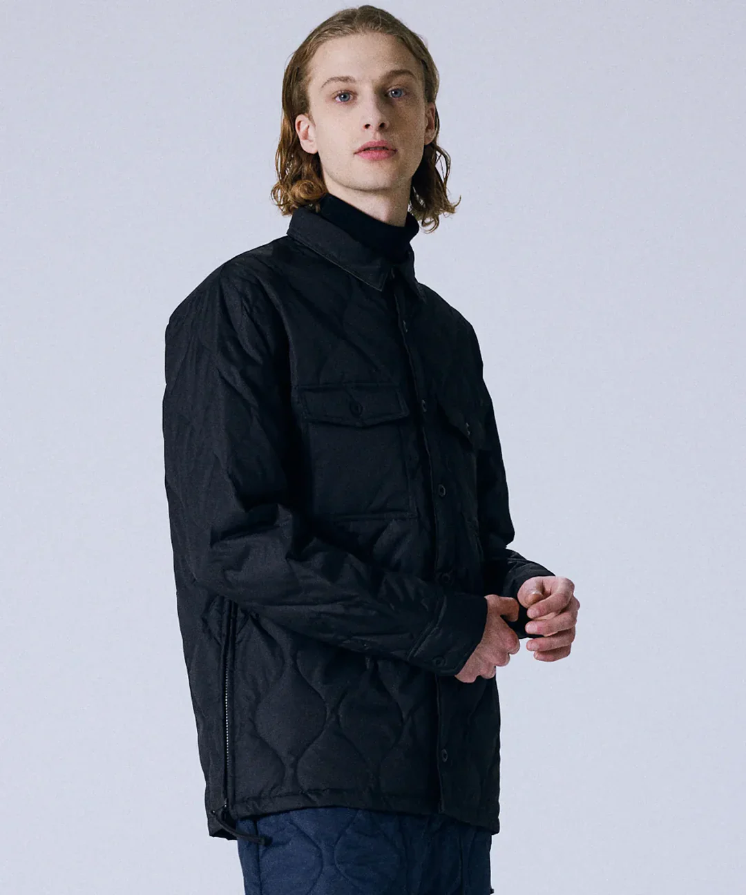 Military Down Shirt, Black - Image 3