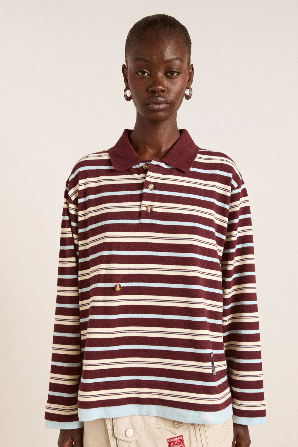 Noah Cinch Layered Rugby, Chocolate Stripe - Image 2