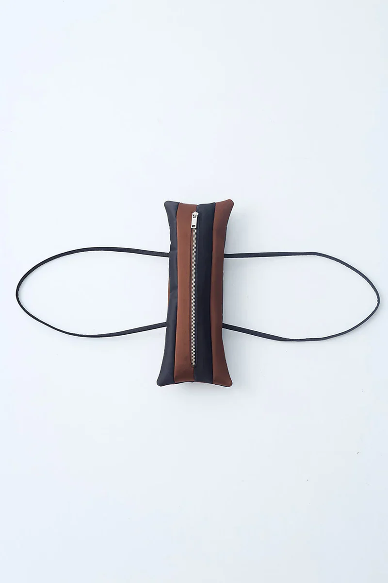 Patch Combined Bag, Black x Brown - Image 4