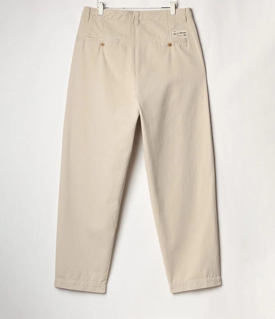 Pleated Twill Pants, Chalk - Image 6